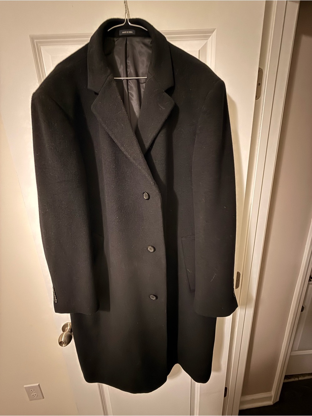 Chaps Black Wool Pea Coat - Classic Single-Breasted